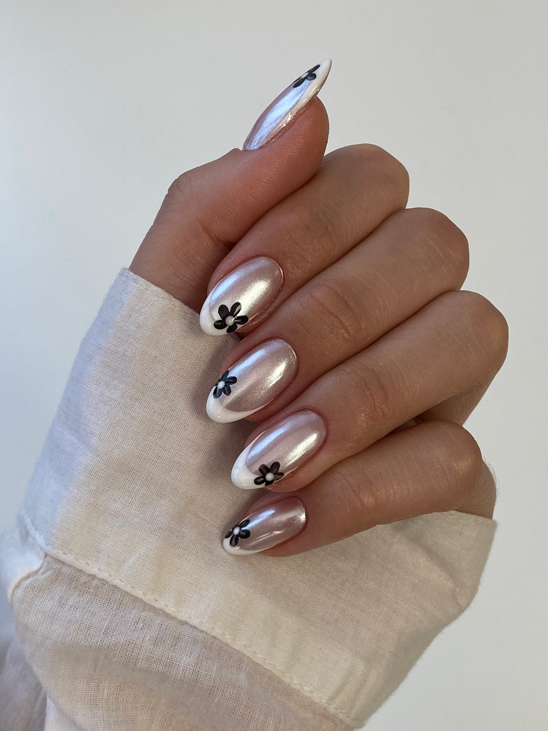 Sleek Glossy Monochrome Nail Art